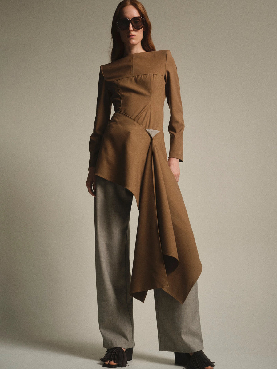 Women's Asymmetric Draped Blazer Top