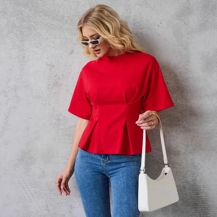 Women's Round Neck Solid Color Tee