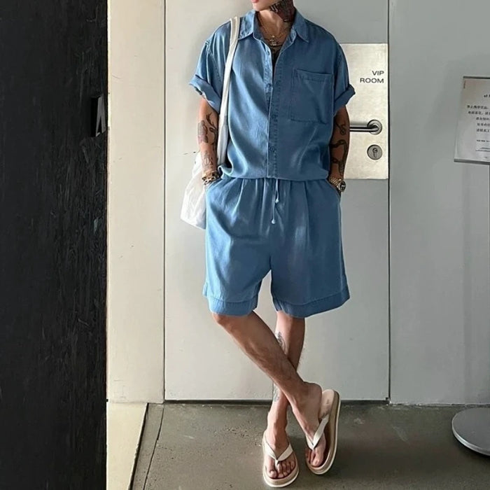 Men's Short Sleeve Casual Shirt & Shorts Set