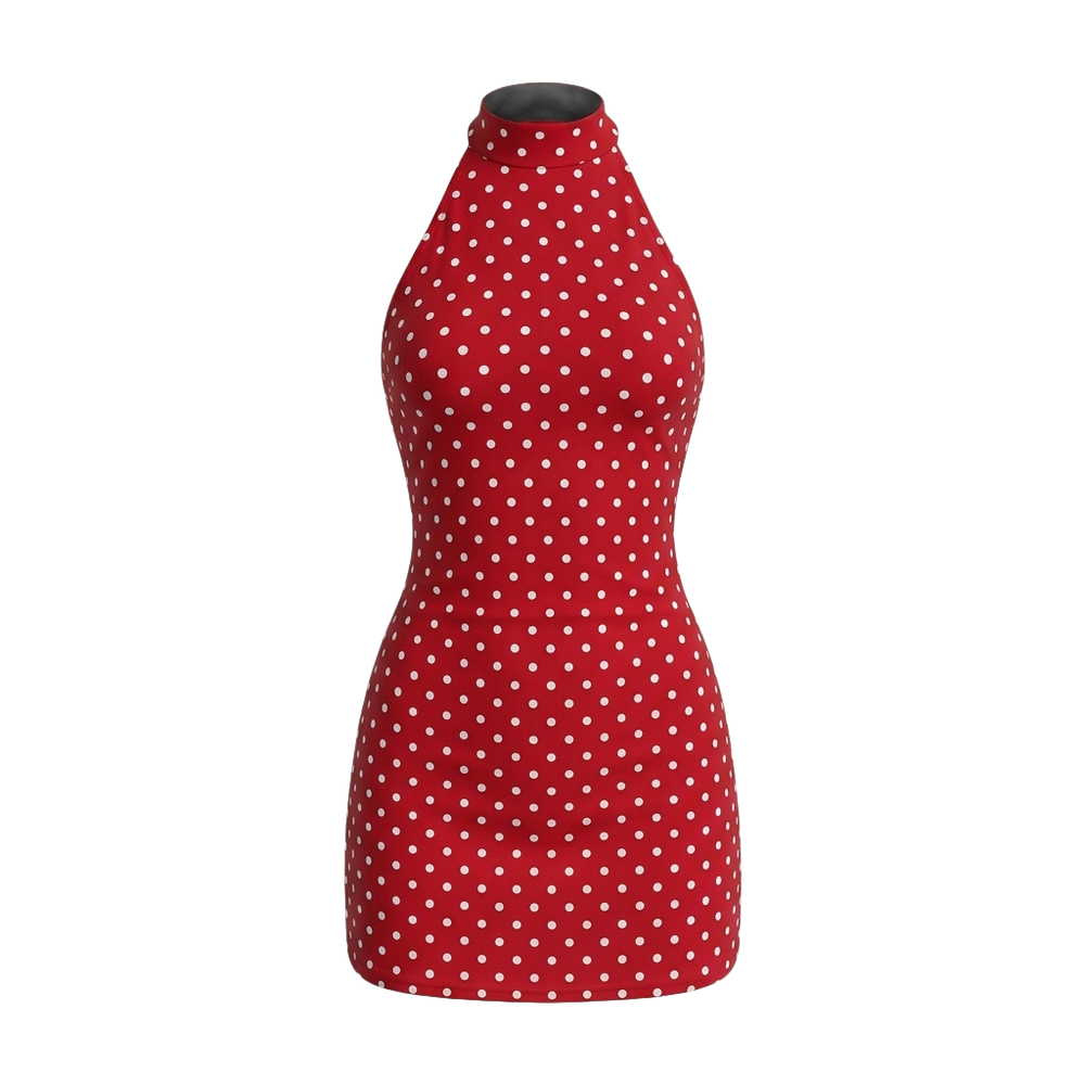 Women's Halter Dot Print Mini Dress