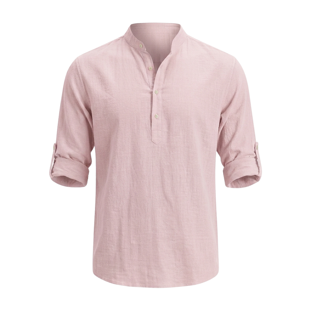 Men's Cotton Linen Stand Collar Shirt