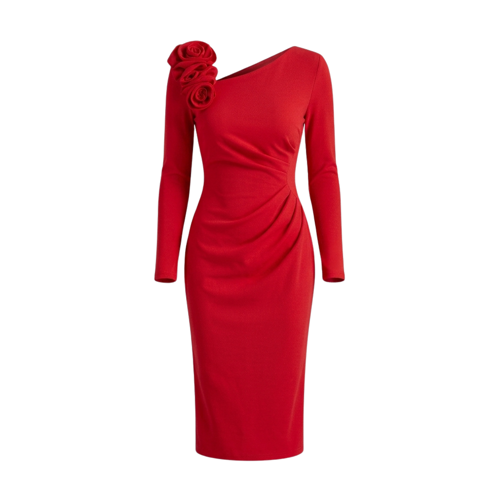 Women's 3D Flower Bodycon Midi Dress