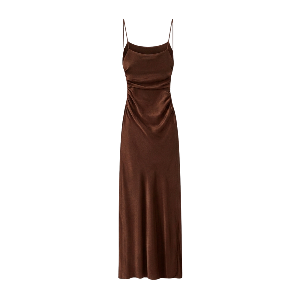 Women's Draped Backless Midi Dress