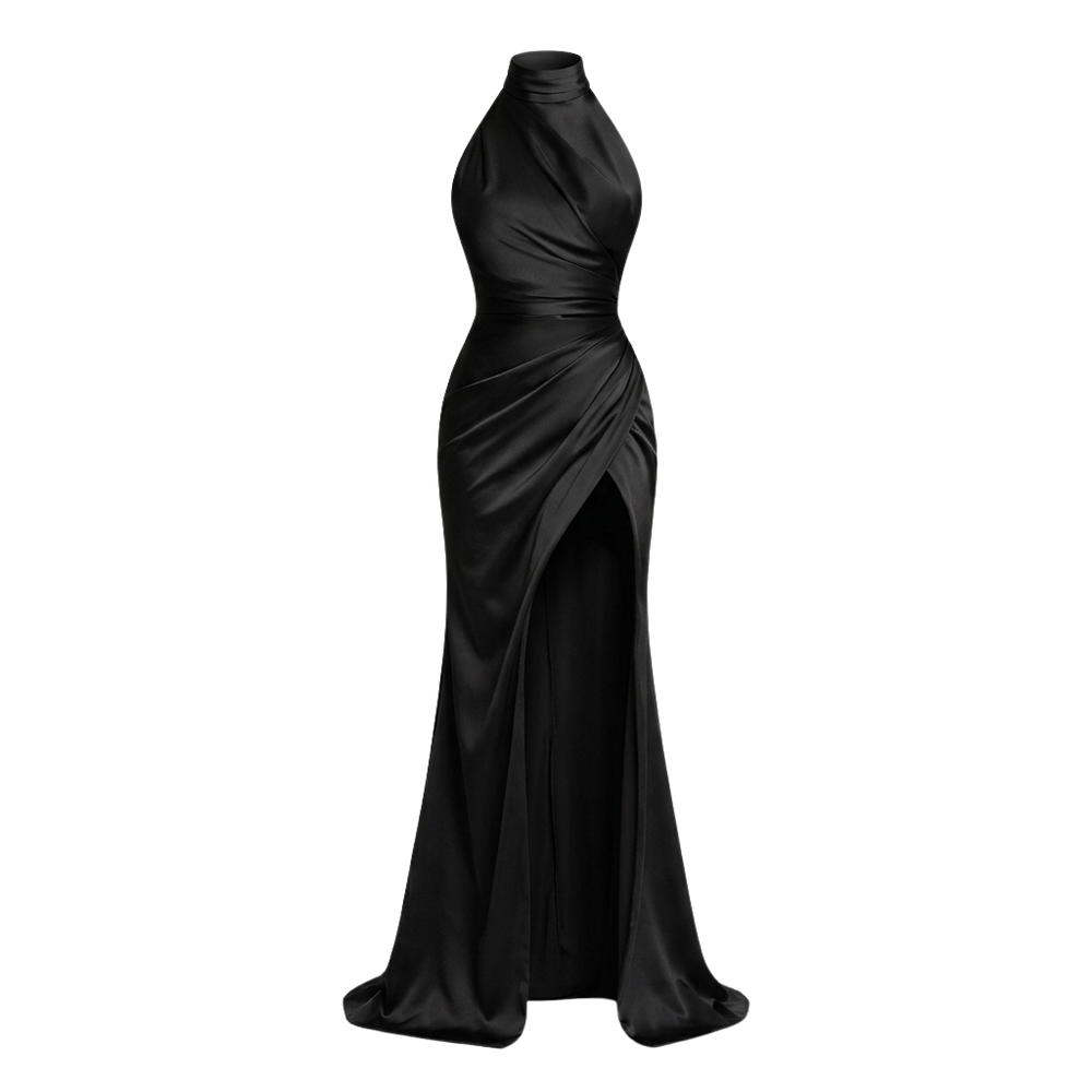 Women's Stand Collar Slit Party Dress