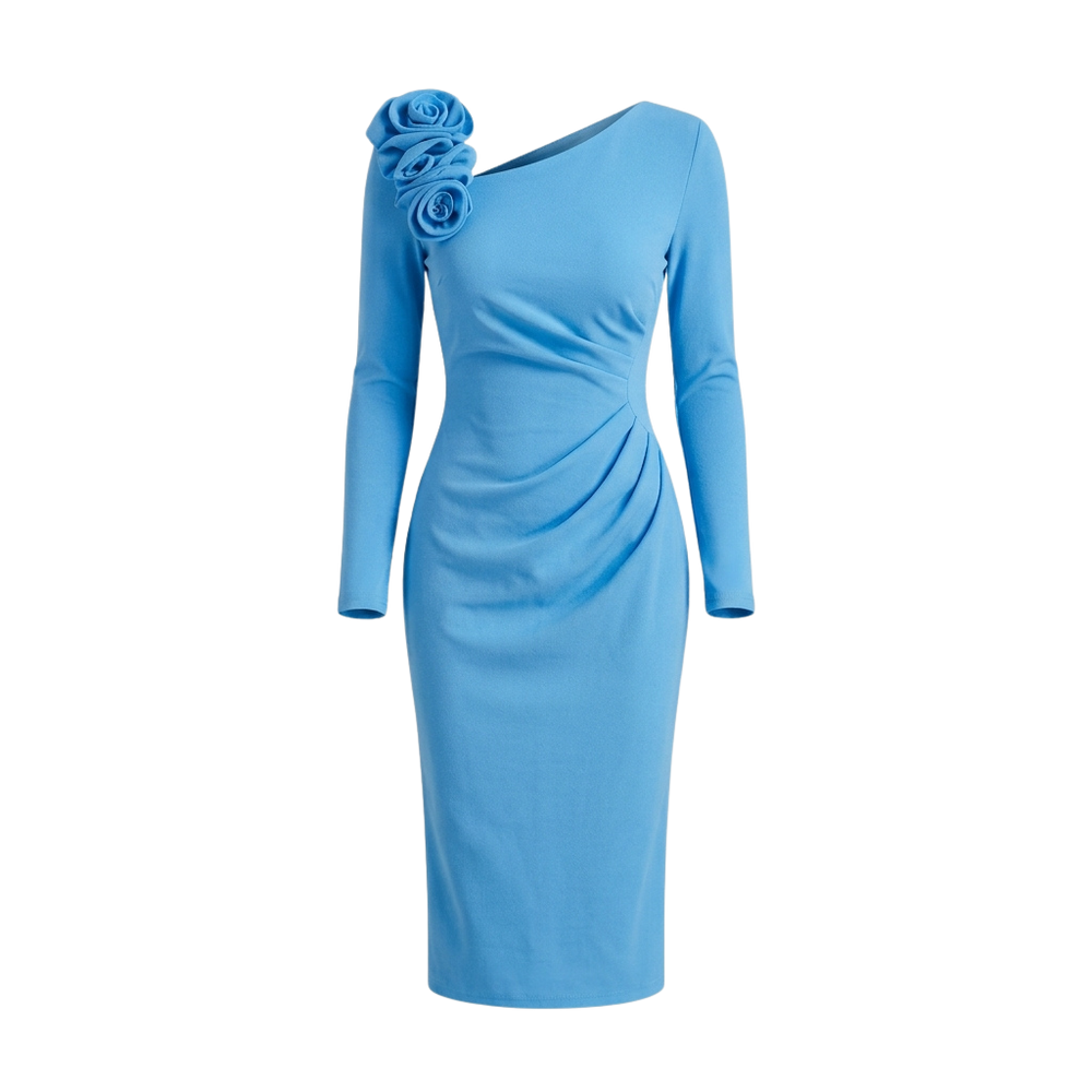 Women's 3D Flower Bodycon Midi Dress