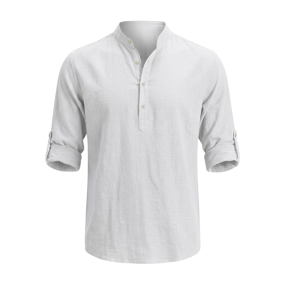 Men's Cotton Linen Stand Collar Shirt