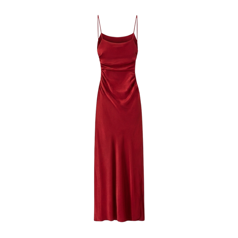 Women's Draped Backless Midi Dress