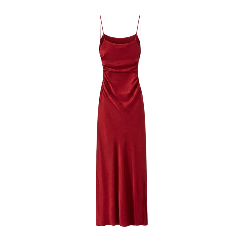 Women's Draped Backless Midi Dress