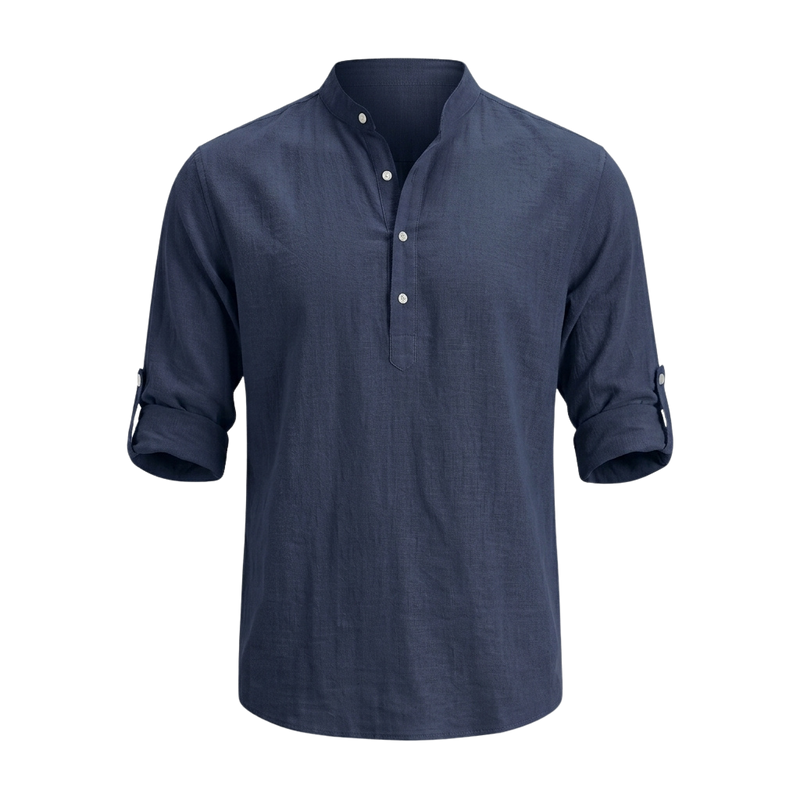 Men's Cotton Linen Stand Collar Shirt