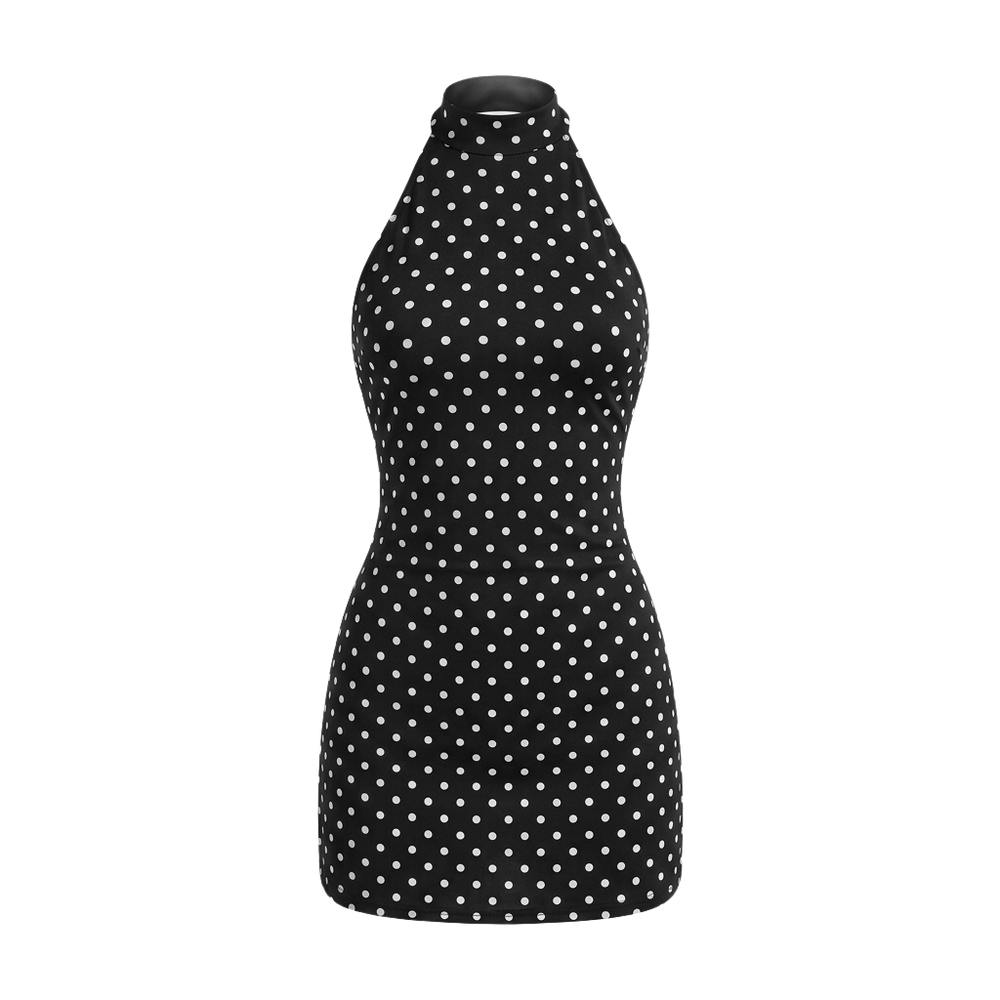 Women's Halter Dot Print Mini Dress