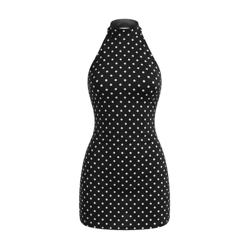 Women's Halter Dot Print Mini Dress