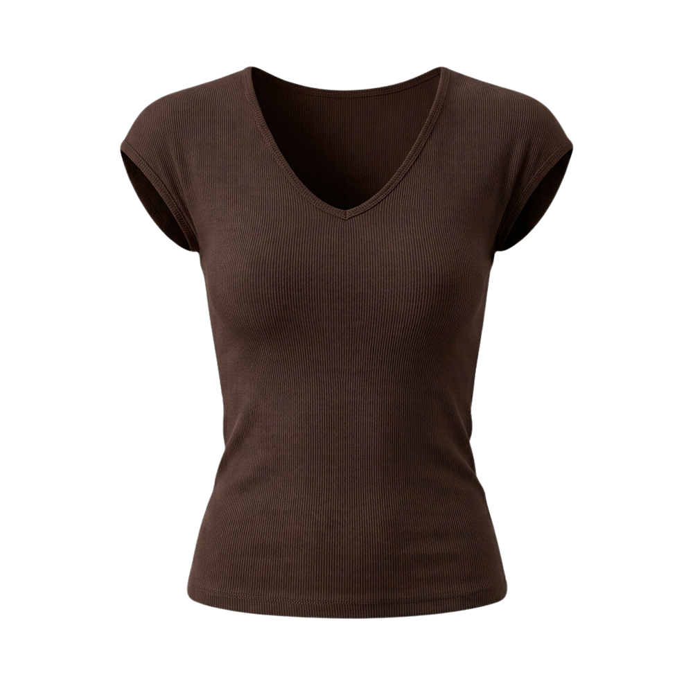 Women's V-Neck Slim Fit Basic Tee