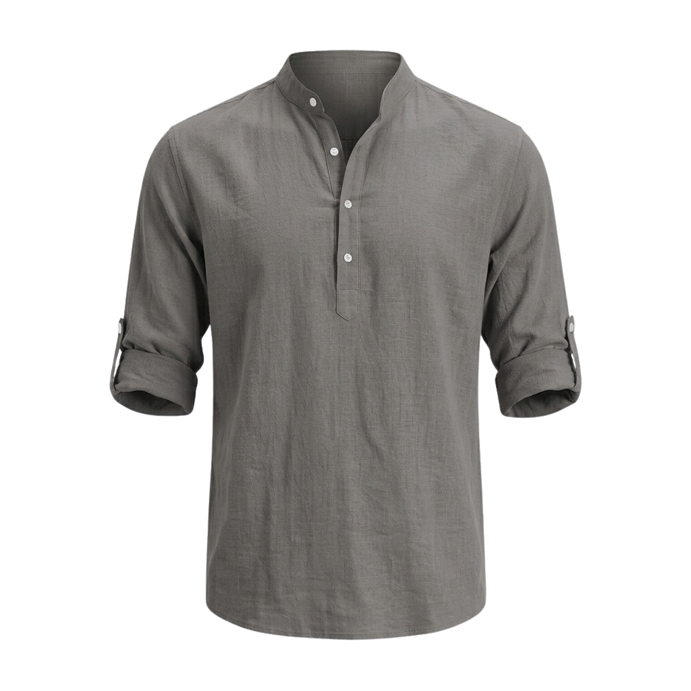 Men's Cotton Linen Stand Collar Shirt