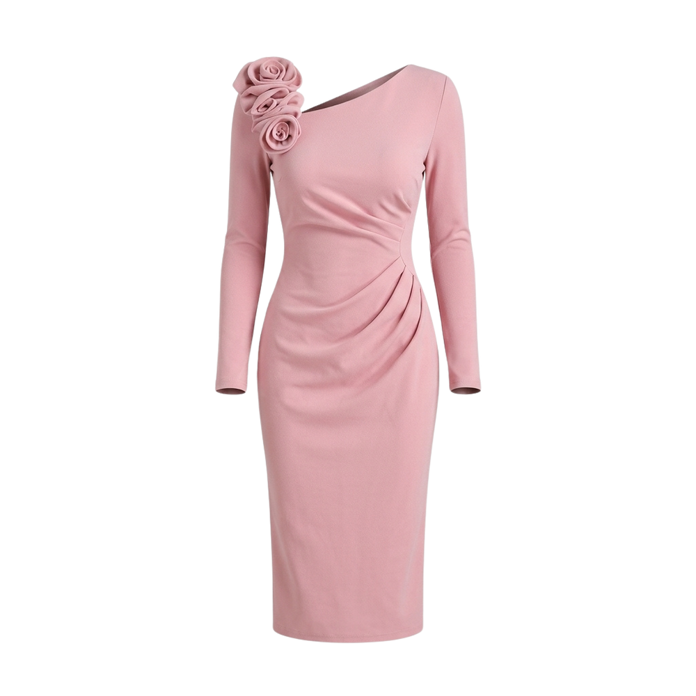 Women's 3D Flower Bodycon Midi Dress