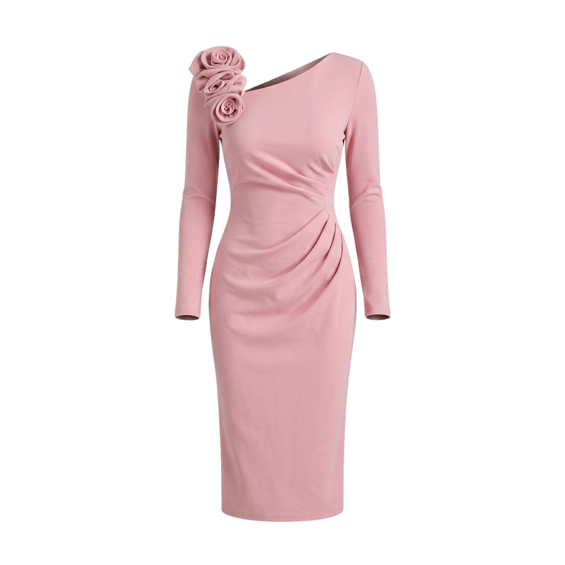 Women's 3D Flower Bodycon Midi Dress
