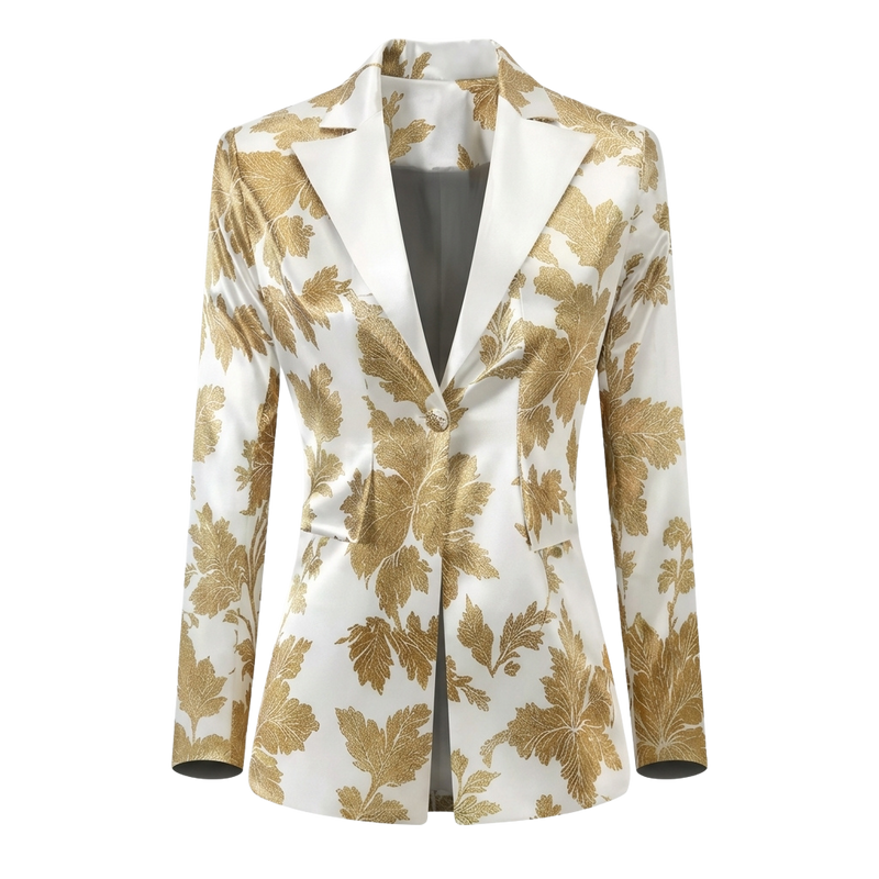 Women's Long Floral Print Blazer