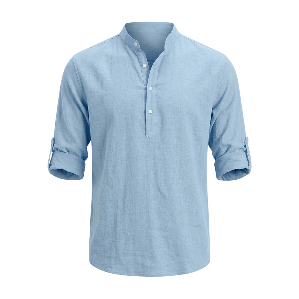 Men's Cotton Linen Stand Collar Shirt